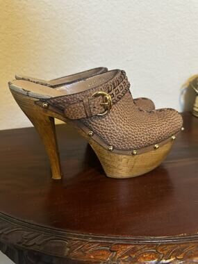 Y2K Gucci Brown Janis Studded Platform Clogs Size 8.5 - Euro 39.5 Free Shipping